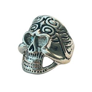 NEW SKULL RING EDDIE MUNSON BIKER HARLEY DUNGEON SILVER TOME ALLOY